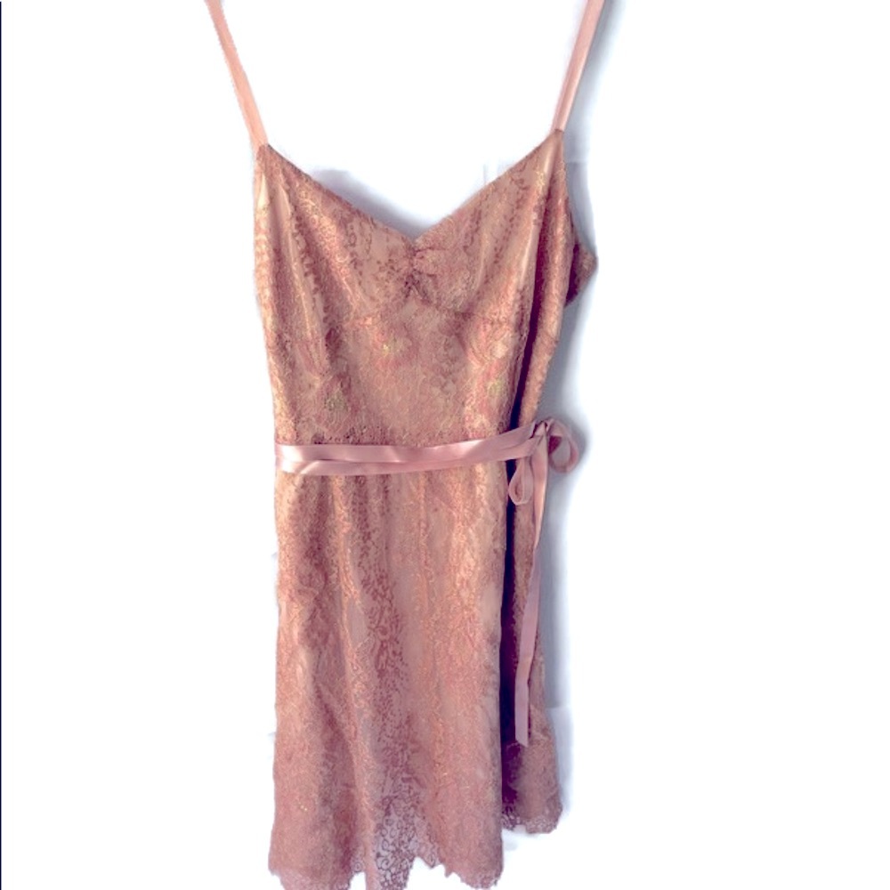 Anne Taylor pink lace with gold threading dress